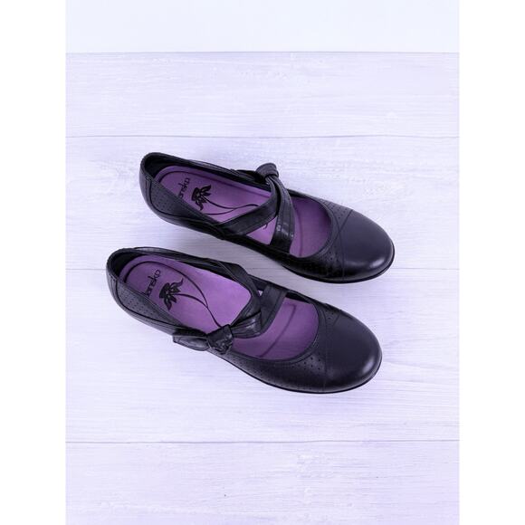 Dansko Diedra Black Leather Mary Jane Shoes Womens US 8.5-9 Hook & Loop Comfort - Picture 12 of 13